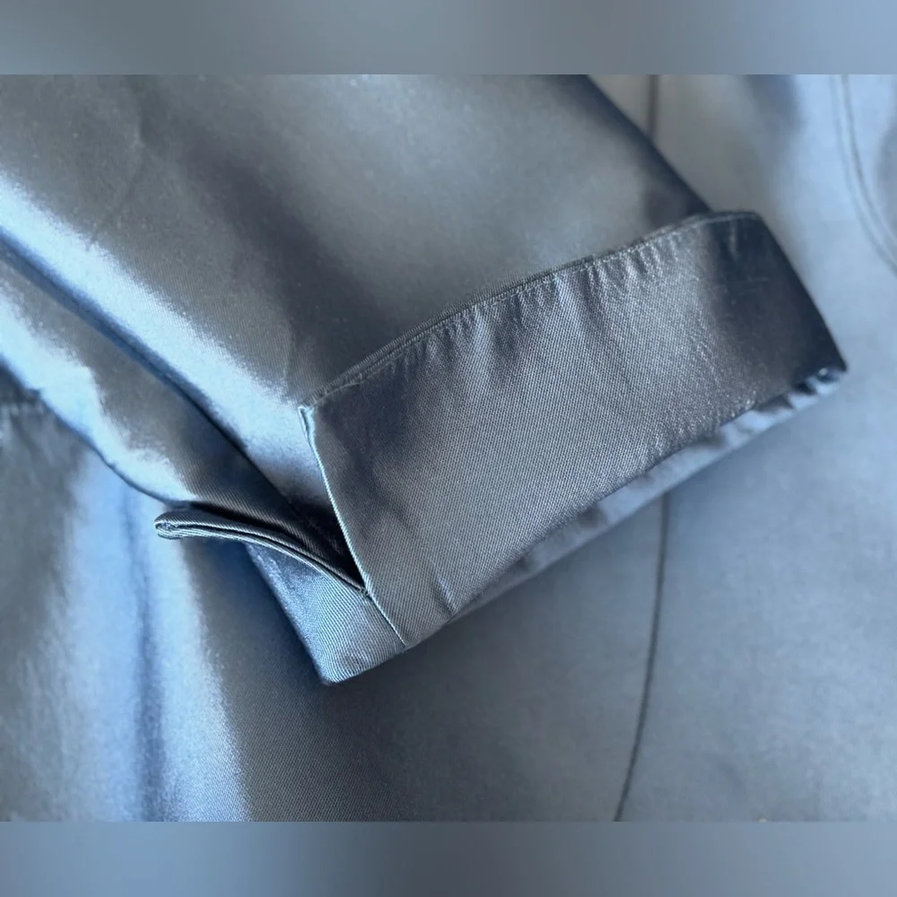 Lily & Taylor Blue Silk Wool 2pc Skirt Suit w/Floral Rosette Lace Brocade NWT 14 - Picture 5 of 16